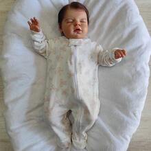 Long Sleeve Romper For Baby Girl Comfortable Pajamas With Zipper In Printed Ribbed Knit - Size RN, S, M And L - Nude Bows - View 1