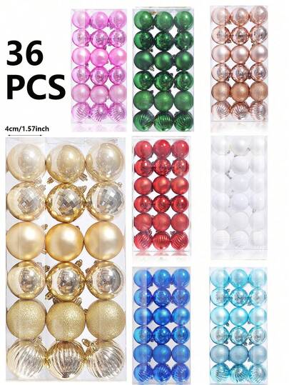 36pcs 4cm Shatterproof Christmas Balls, Christmas Ball Ornaments For Christmas Tree Hanging Decor, Creative Christmas Tree Pendant Ornaments, Christmas Party Supplies Decorations, Suitable For Winter Home Decor And Holiday Celebrations, Festival Parties, Christmas Parties, Room Decor, Holiday Decorations, Festival Decorations, Party Favors, Fun Christmas Party Decorations, Christmas Holiday, Happy New Year, Christmas Decorations, Perfect Christmas Gift For Friends Christmas Decorations Home Christmas Gifts Christmas Decor