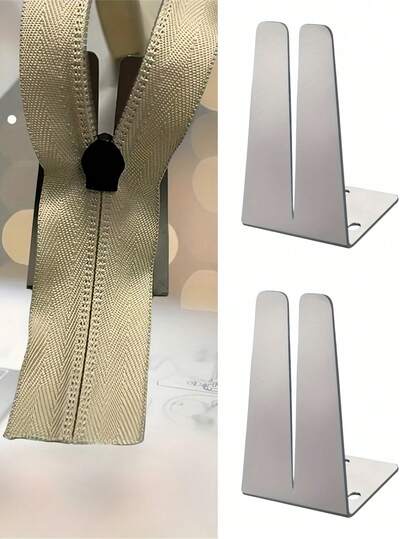 1/2 Stück DIY Schnellinstallations-Assistent, Metall und Edelstahl zum Nähen von Reißverschlüssen, Kleidung, Hosen, Taschen, Reißverschlussköpfe, Befestigungsmaterial, Kleinwerkzeuge, vielseitig einsetzbar und mit abnehmbarem Kleber