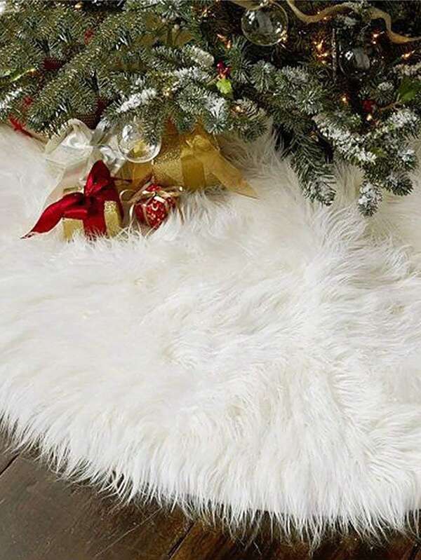 1pc White Christmas Tree Skirt,White Plush Christmas Tree Decorations,Merry Christmas Tree Skirt For Farmhouse Christmas Decor Xmas Holiday Home Party Decorations Indoor Outdoor. Home Decor Christmas Decorations Room Decor Winter