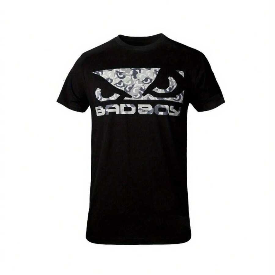 Bad Boy MMA Camo Filled Logo T Shirt Black Casual Wear Clothing Top Martial ArtsA Surprise Gift For Family And Friends - 黑色 - 查看 1