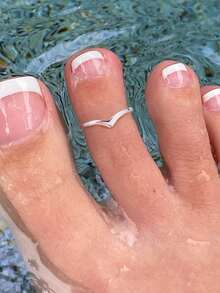1pc 925 Sterling Silver Unique Minimalist V-Shaped Toe Ring, Adjustable, Suitable For Summer Beach Wear - V-shaped Ankle Ring - View 2