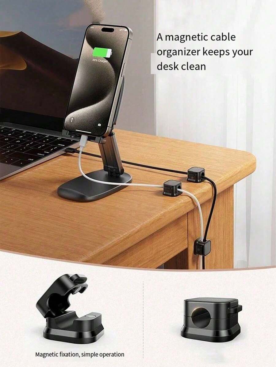 1/6pcs Wire Organizer Holder, Magnetic Desktop Cable Clip Management, Hidden Phone Charging Cord Holder For Nightstand, Kitchen Appliances, Office Storage Supplies - Multicolor - View 1