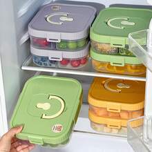 WORTHBUY 1pc Large Capacity Transparent Plastic Compartment Food Container With Handle, Portable Fruit Salad Lunch Container, Multi Grids Food Fresh-Keeping Box , Microwave Heated Divided Food Storage Box, Suitable For Student And Adult Use In School, Office, Outdoor Camping, Picnic, Travel,Back To School