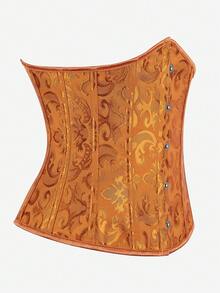Corpetto sottoseno classico in jacquard per donna, modellante vita, shapewear snellente, adatto per Ognissanti - Zenzero - Visualizzare 3