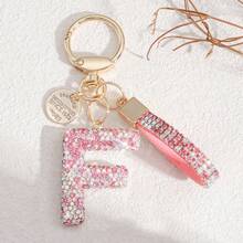 1pc White Soft Ceramic Letter Rhinestone Keychain, Cute Personalized Bag Charm, Car Key Chain, Heart Decor, Gift For Mom, Friend, Valentine's Day Bag Lanyards With Id Holder Car Accessories Bag Charms Christmas Car Accessories Teacher Sister Gift Ideas - Multicolor - View 23