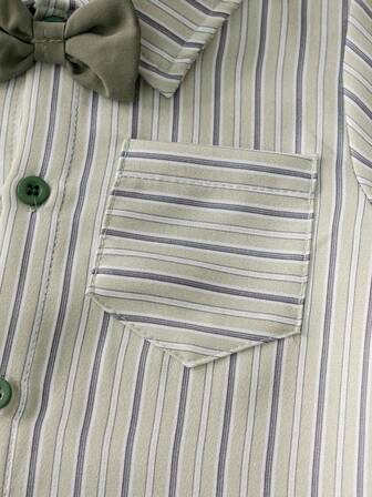 3-delat set med herrkläder för babypojkar, långärmad, avslappnad, trendig skjorta, byxor och fluga, vår/höst