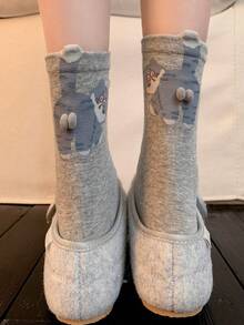 3 双时尚个性化趣味可爱猫蛋设计男女通用中筒腿套套装，适合日常穿着、校园、派对、万圣节、圣诞节、感恩节、情人节、生日礼物 - 彩色 - 查看 4