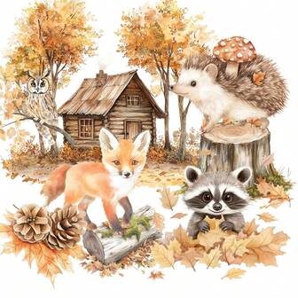 JAI IMAN 99pcs Fall Themed Sticker Suitable For Harvest, Thanksgiving, Season Theme, Scrapbooking, Junk Journal, Bottle Stickers, Album Decor, Paper Craft,With Forest Animal, City Lady, Cozy Time, Autumn Maple Tree Patterns, With Plant And Floral Pattern