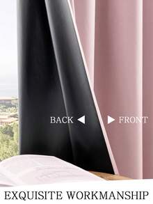 1 件/2 件可选轻质遮光窗帘，100% 遮光窗帘，带金属索环，客厅/卧室窗帘，粉色窗帘 - 粉色 - 查看 3