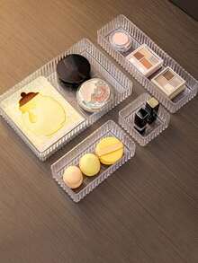 4 件/5 件/6 件/7 件/8 件/9 件/10 件化妆品抽屉整理器、香水整理器、护肤品整理器、透明多尺寸组合整理器、化妆抽屉整理器、化妆刷整理器、化妆品展示架、整理器分配器、用于乳液和样品的化妆品工具收纳盒，非常适合化妆品储存、浴室柜储存、办公用品整理、厨房用具整理器 - 彩色 - 查看 4