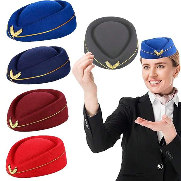 D EXCEED 1PC Women's Stewardess Air Hostess Hats – For Aviation Themed Events, Flight Attendant Costume Parties, Role-Playing Gatherings, Stage Performances​ Halloween