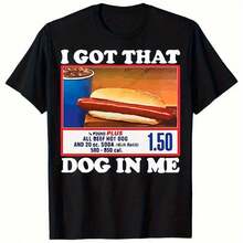 Men's Casual Hot Dog Graphic Cotton T-Shirt - "I Got That" Design, 190gsm, All-Season Wear, Black, Fun Food-Themed Statement Tee For Parties, Sports & Outdoor Events, Sports Event Apparel | Fun Graphic Tee | Vibrant Print Quality, Hot Dog Shirt Suitable For Campus Wear, Party Gathering, Daily Wear, A Good Choice Loose Round Neck Short Sleeve T-Shirt - màu đen - Xem 1
