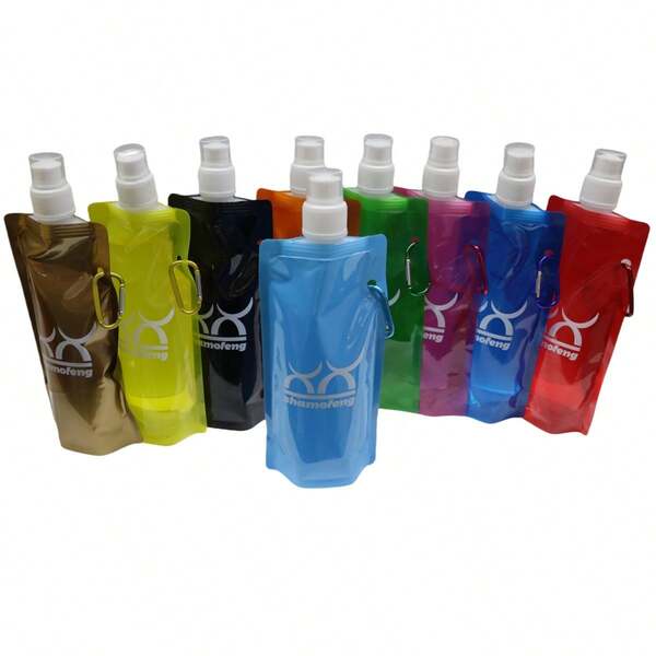 1pc PE Portable Foldable Water Bottle, Outdoor Sports Water Bag, Folding Water Bag, Mountaineering Soft Water Bag, Water Bottle