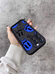 Blue And Black Skull  Case, All-Inclusive Mobile Phone Case, TPU Silicone Case, Comfortable Touch And Anti-Collision, Compatible With All Apple Mobile Phone Models, Compatible With  11/12/13/14/15/16/Pro/Plus/Pro Max/16e. - 黑色 - 查看 4