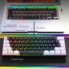 لوحة مفاتيح سلكية من HXSJ مع كابل USB-C قابل للفصل، تصميم محمول، إضاءة RGB، وبنية غشائية مناسبة للاستخدام المنزلي والمكتبي والألعاب، سلكي فقط - متعدد الألوان - مشاهدة 7