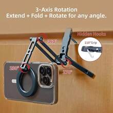 XILETU Magnetic Phone Tripod Stand, Suitable For Gimbal, Can Be Hung On Wall, Aluminum Alloy Magnet Quick Installation, Easy To Set Up, Universal Model, Ideal Pocket-Sized Phone Stand For Photography, Can Be Installed On Photography Tripod - Black - View 6