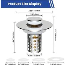 Universal Bathroom Sink Drain Strainer Hair Catcher Upgraded With Removable Stainless Steel Basket, 3 In 1 Up Sink Stopper 1.12.36 Sink Basin Hole, - Chrome Finish + 1 - View 7