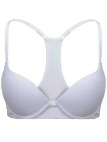 Kit 2 Racerback Bras With Front Closure And Padded Cups - White and Beige - View 8