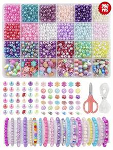 300pcs/500pcs/4800pcs Faux Pearl Bead Set, Suitable For Jewelry DIY, Creative Handmade Crafts, Holiday Travel Party Gifts