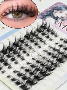 80 件动漫假睫毛，C 卷曲狐狸眼睫毛，自然柔软睫毛适合日常、派对妆容、猫眼和仙女风格，打造迷人造型睫毛簇，睫毛簇，单根睫毛，睫毛，假睫毛 - C - 查看 3