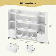 Lifezeal 4-Tier Large Storage Cabinet With 6 Cubbies & 8 Removable Bins Bookshelf - White - View 2