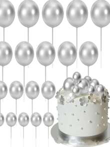 20 Peças Decorações de Topo de Bolo em Forma de Bola, Mini Balões, Palitos de Topo de Bolo, Bolas Douradas, Picks de Bolo, Bolas de Topo de Bolo, Decorações de Bolo para Natal, Halloween, Casamento e Aniversário