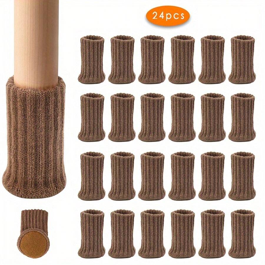 24 buc. Protecții pentru șosete de scaun - Design tricotat extrem de elastic, podele rezistente la zgârieturi - Protecții durabile pentru podea de mobilier, excelente pentru lemn masiv, ușor de instalat, se potrivesc tuturor dimensiunilor de picioare de scaun