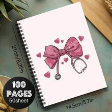 1pc Pink Bow Nurse Spiral Notebook, Suitable For Nurses And Women, Nurse Appreciation Gift, Nurse Supplies - Multicolor - View 2