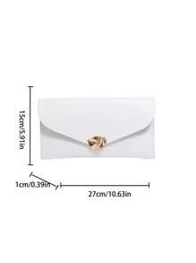 小号信封包，时尚复古纯色女士手提包 - 白色 - 查看 2