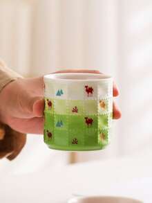 1 Pc Ceramic Coffee Cup, 165ml/5.6oz Tea Cup, Colorful Desert Camel Pattern Mug For Water, Juice, Latte, Espresso, Saudi Coffee, Arabic Coffee, Suitable For Home, Restaurant, Kitchen, Office, Cafe, Gathering, Party, Cute Drinkware, Practical Tableware