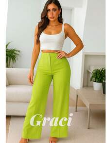 Women Pants - Lime Green - View 2
