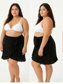 Saida De Praia Mini Saia Pareo Plus Size Lisa Com Babado veste do 46 ao 50