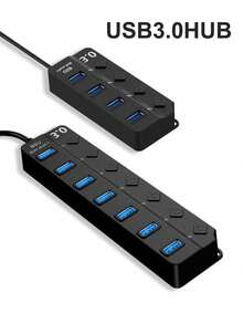4-Port & 7-Port USB Hub Extenders – USB 3.0/2.0 Multi-Port Adapter With On/Off Switch, LED Indicator Lights & Portable Design | 7-In-1 USB Splitter For Laptops, Computers, Phones & Devices | Compatible With Flash Drives, Mice, Keyboards, Card Readers, Gaming Devices, HDDs, Printers, Cameras & More USB Peripherals | OTG-Enabled For Easy Connectivity - màu đen - Xem 5
