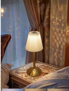 1pc Luxury European Style Bedside Lamp, Touch Control, 3-Color Dimmable, USB Charging, Metal Material, Suitable For Home, Office And Hotel Decor - Cordless Desk Lamp - View 8