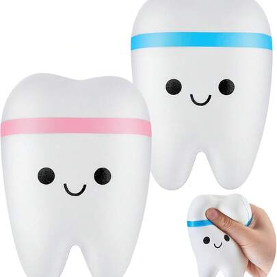 1/2/4 Pieces Jumbo Tooth Slow Rising Fake Tooth Anxiety Relieve Toy Dental Toys Dental Assistant Gifts For Stress Relief Teens, Adults(Classic)