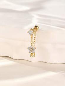 1 件 925 纯银蓝蛋白石耳钉耳钉美杜莎耳屏唇钉耳钉唇环前穿刺饰品女士 - 金色 - 查看 10