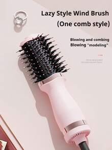 PinkSings Mini Travel Hair Dryer Brush, Compact Hot Air Brush With 2-Inch Oval Brush Head, 3-In-1 Blow Dryer/Curler/Straightener Professional Salon-Grade Electric Hair Dryer Brush, Suitable For Women