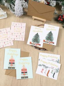 24 Piezas Juego de Tarjetas de Felicitación Navideñas Pequeñas, Incluyendo 12 Tarjetas de Nota y 12 Sobres, Tarjeta de Feliz Navidad con Diseños de Regalo, Árbol de Navidad, Piña, Calcetín Navideño y Trineo, Favores para Fiesta de Navidad, Regalos de Navidad, Suministros para Fiesta de Navidad, Decoraciones Navideñas para el Hogar, Decoraciones de Año Nuevo, Decoraciones de Invierno, Regalos de Navidad Ideales para Amigos y Familia - Multicolor - Ver 5