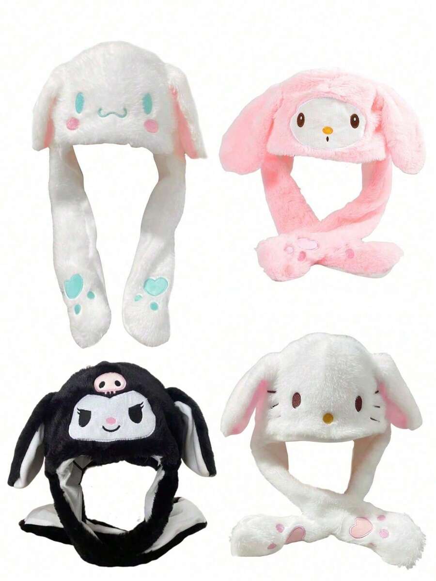 Sanrio 1 Stück Sanrio Hello Kitty, Kuromi, Cinnamoroll süßer Hut, Sanrio Modehut mit beweglichen Ohren wenn man ihn zusammendrückt, neuartiger süßer Hut, süßer Hut geeignet für Partys und Ausflüge, Cartoon Ohren Hut, Ohren Hut, Urlaubsgeschenk, Partygeschenk, Jugendgeschenk, Geburtstagsgeschenk