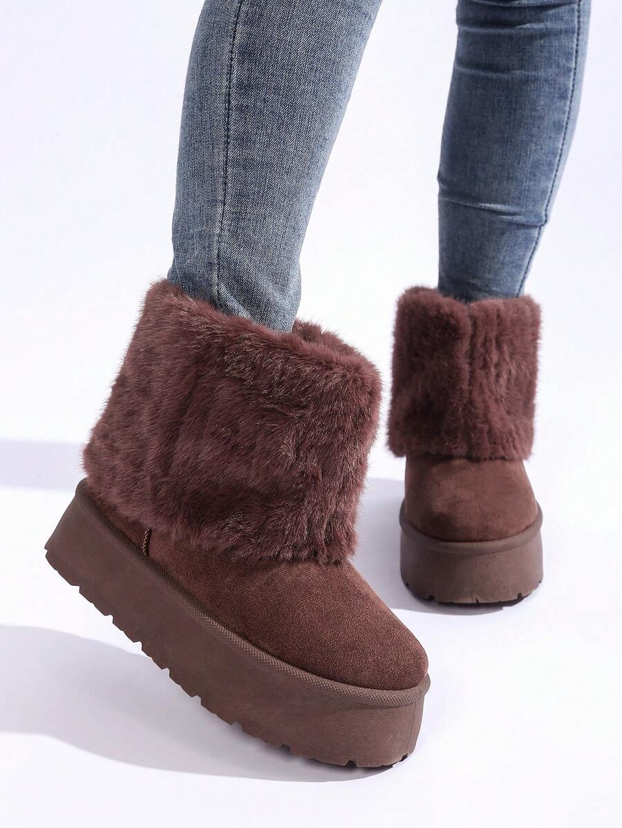 2025 Winter New Plush Ankle Boots, Fashionable Interchangeable Snow Boots, Brown - Coklat - View 1