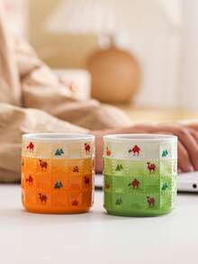 1 Pc Ceramic Coffee Cup, 165ml/5.6oz Tea Cup, Colorful Desert Camel Pattern Mug For Water, Juice, Latte, Espresso, Saudi Coffee, Arabic Coffee, Suitable For Home, Restaurant, Kitchen, Office, Cafe, Gathering, Party, Cute Drinkware, Practical Tableware