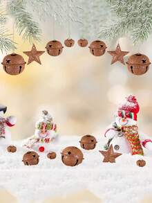 Set de 50 de clopoței de Crăciun vintage + 10 ornamente metalice în formă de stea, potrivite pentru bradul de Crăciun, meșteșuguri DIY pentru casă, decor de Crăciun pentru casă, decorațiuni suspendate cu tematică vintage de Crăciun, decorațiuni de Crăciun pentru interior și exterior, decor de cameră de iarnă