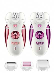 Kemei 科美 KM-2530 多功能电动脱毛器，女士剃毛器 | 刀头带 4 个配件 - 无线剃须刀，适用于身体、腋窝、腿部、比基尼脱毛 | 便携式个人护理旅行、万圣节/圣诞节礼物 | 护肤、返校和冬季使用 - 彩色 - 查看 2