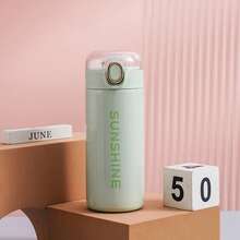 1 Stück isolierter Becher 320ml/420ml/10,8-14,2oz, Strohhalm vakuumisolierter Becher, große Kapazität tragbare Erbsensuppe Wasserflasche, einfacher, stilvoller Studentenwasserbehälter, auslaufsicher Reisekrug aus doppelwandigem Edelstahl, hält Getränk stundenlang heiß/kalt, Rückkehr zur Schule