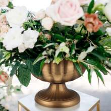 Distressed Gold Compote Vase For Centerpieces Compote Bowl 8'' Wide Vintage Decorative Antique Urn Planter Vase For Wedding Event Anniversary Party Indoor Outdoor Activity - 銅色 - 查看 8