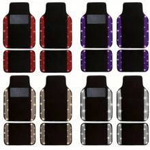 4件套2D印花汽车脚垫 - 亮面通用型，适用于轿车/SUV，吸水性强，防滑涤纶材质，可机洗，完美的汽车礼品 - 2D-鑽石款 - 查看 8