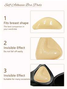 ZBEIAIR 4 Pcs Of Double Sided Self-Adhesive Bra Pads, Chest Pads Adhesive Pads, Reusable Padding Pads, Bra Bikini Invisible Thickened Chest Pads Waterproof For Swimming