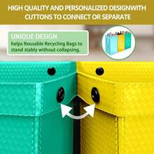 3pcs/1pc Set Reusable Polished Garbage Bins, Suitable For Bedroom, Kitchen, Office - Light Blue + Yellow + Grass Green - View 8