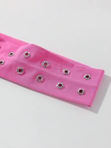 1 件时尚朋克头带，哥特风格花卉图案柔软防滑弹性镂空海滩/度假头带，弹性瑜伽运动头带，多功能日常佩戴发饰秋季头巾女式头巾时尚头巾秋季发带 - 花朵粉紅色 - 查看 2